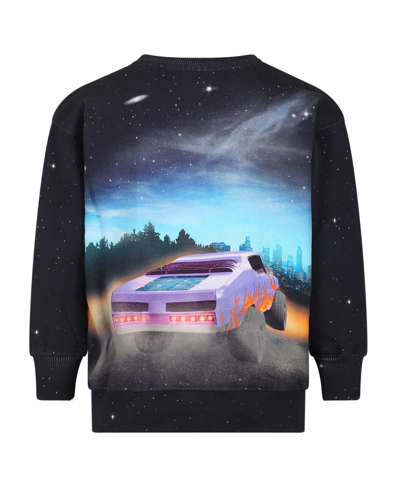 Molo Black Sweatshirt For Boy With Car Print - Black