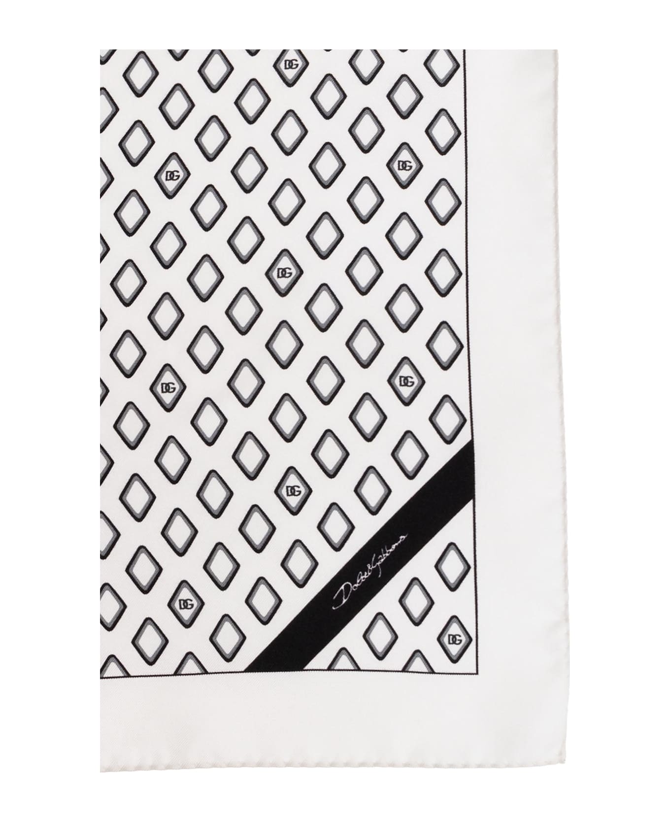 Dolce 
Gabbana Silk Pocket Square - BIANCO/NERO
