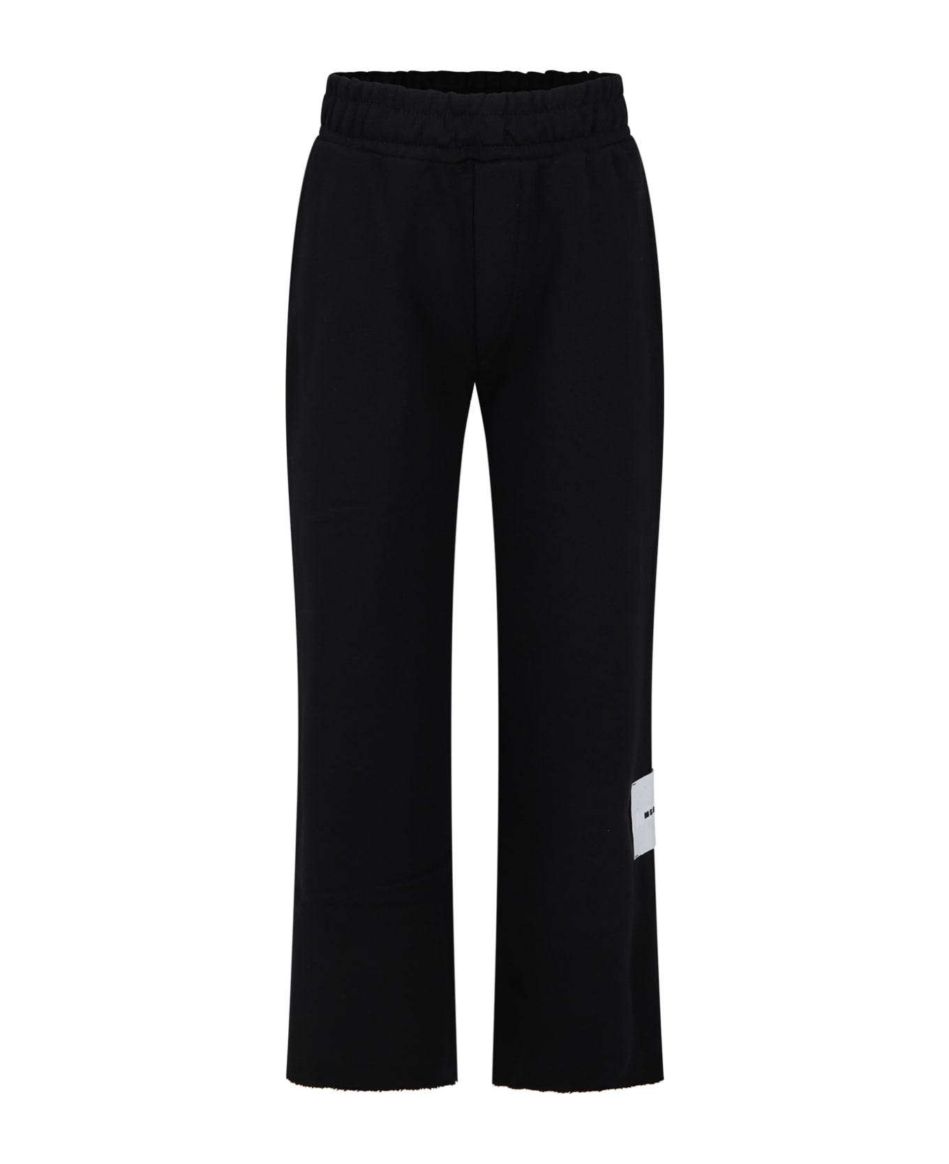 MSGM Black Trousers For Boy With Logo - Nero ボトムス
