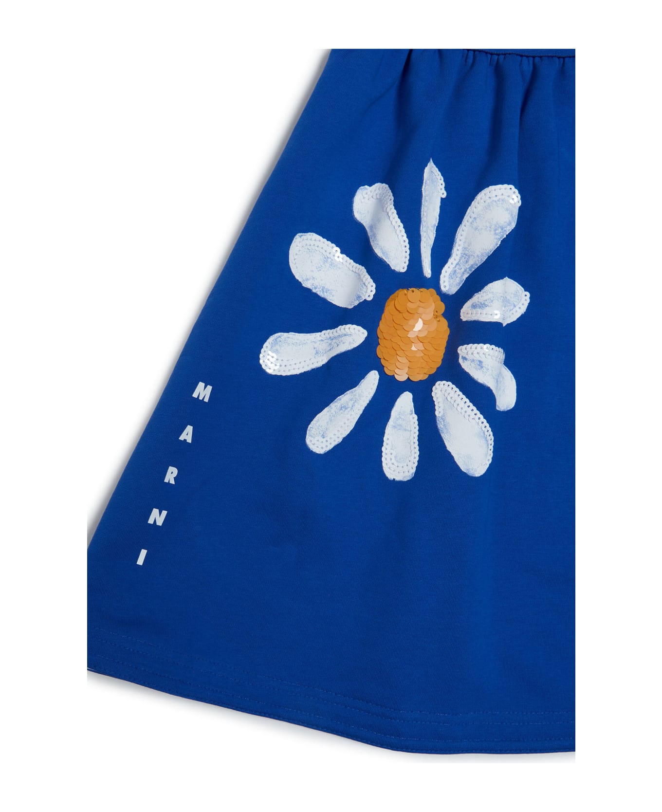 Marni Mg112f Skirt Marni Blue Plush Skirt With Daisy Pattern - Marni S S Organic Jersey Tee Lily White