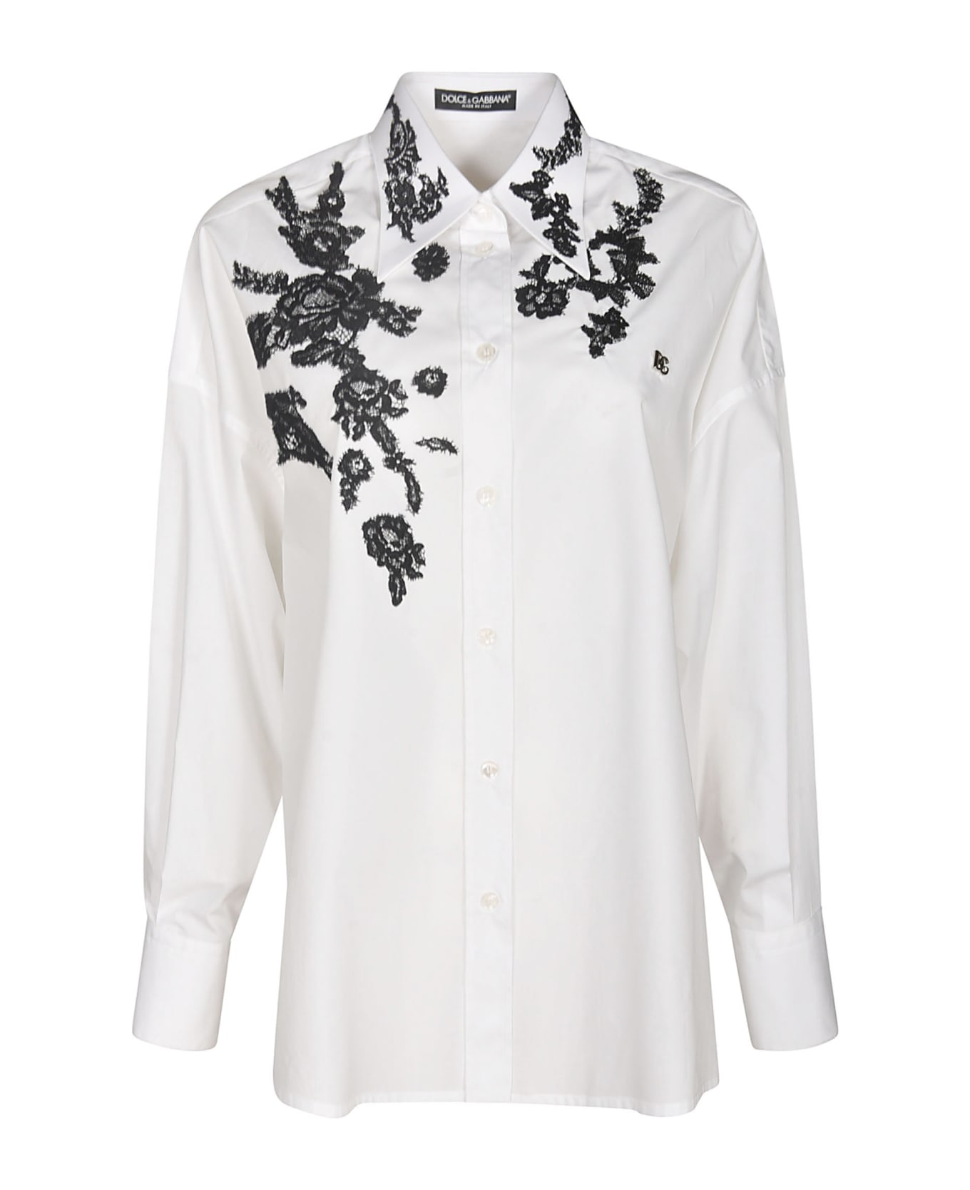 Dolce & Gabbana Floral Mesh Shirt - White