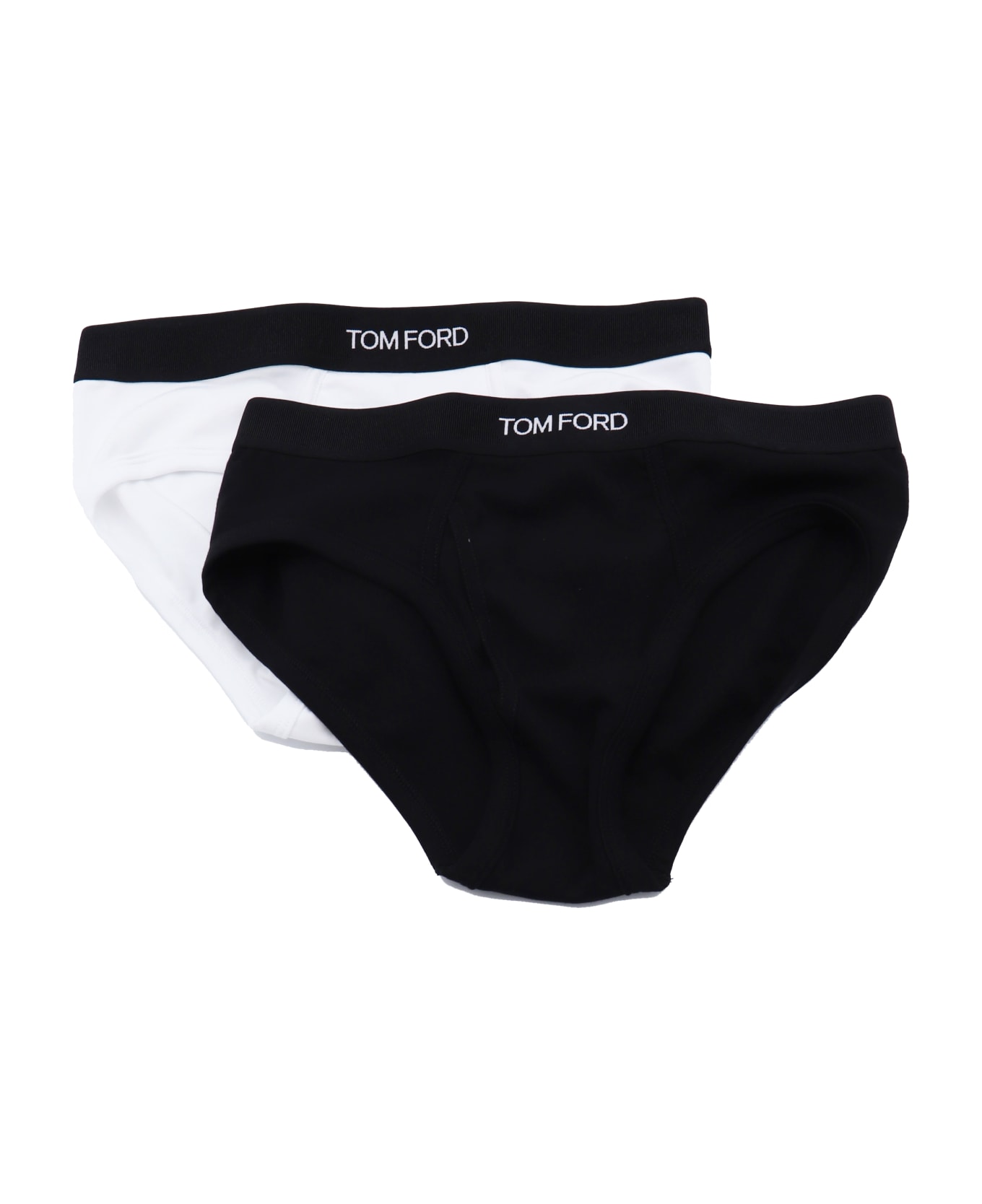 Tom Ford Black And White Cotton Two Pack Briefs - Black
