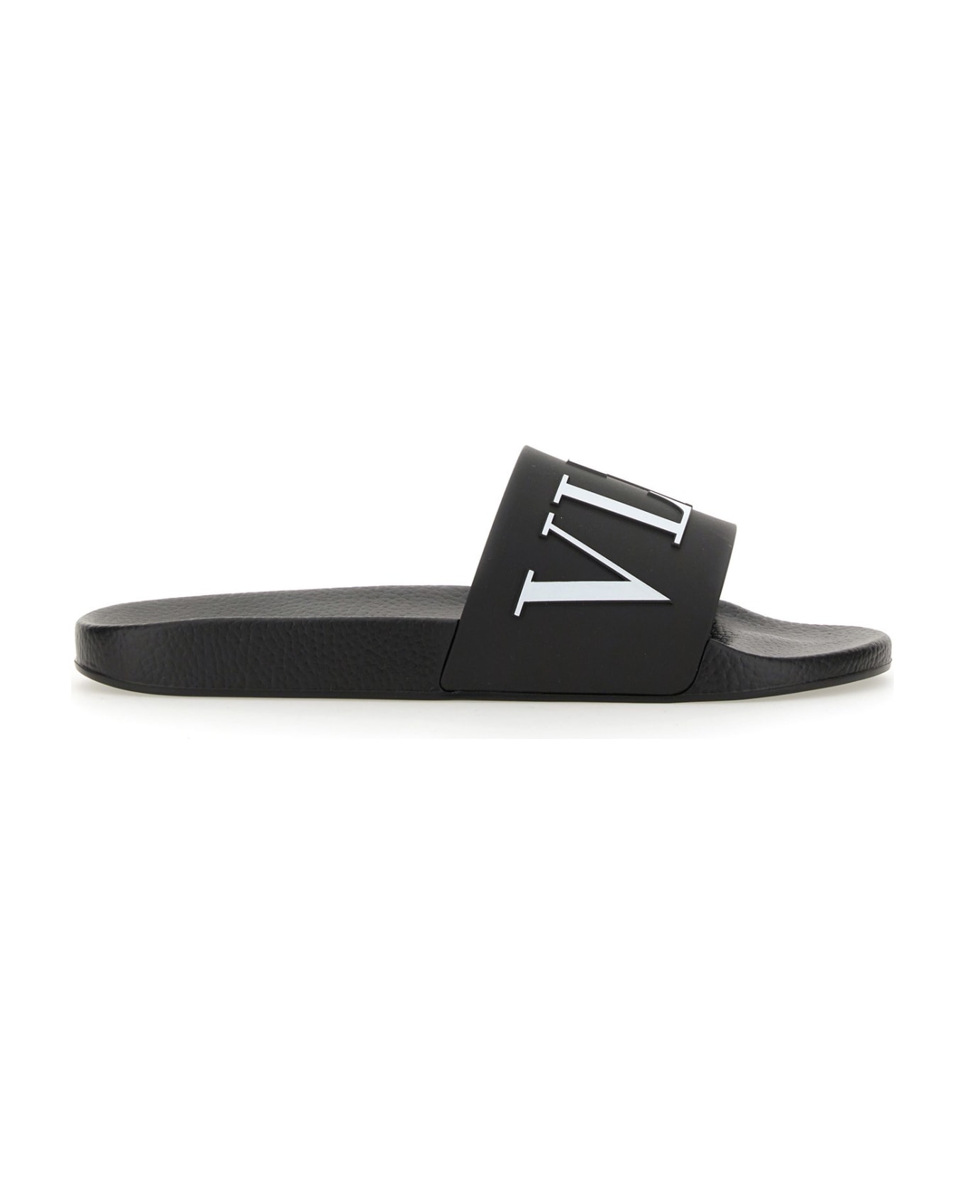 Valentino Garavani Slide Sandal With Logo - NERO