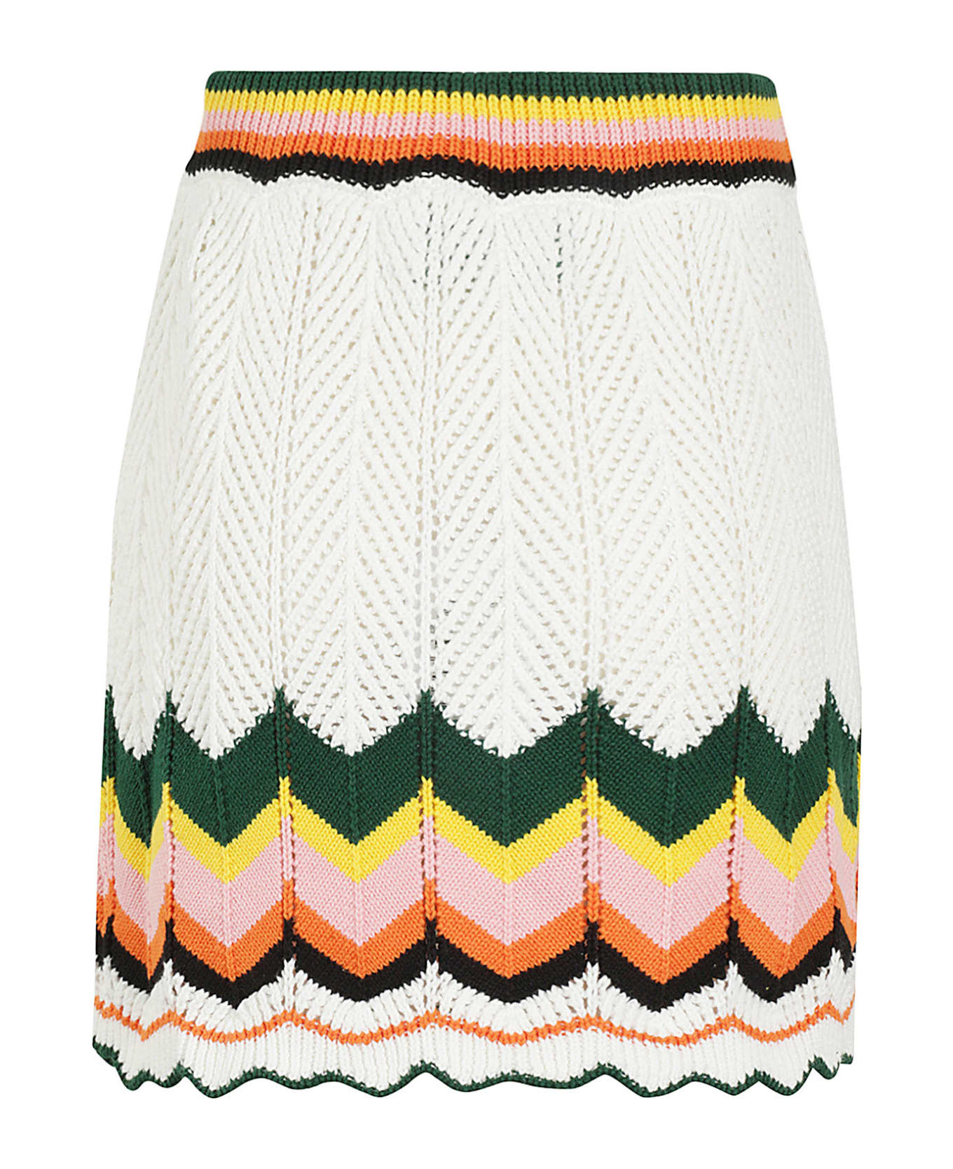 Casablanca Chevron Lace Skirt - White Multi