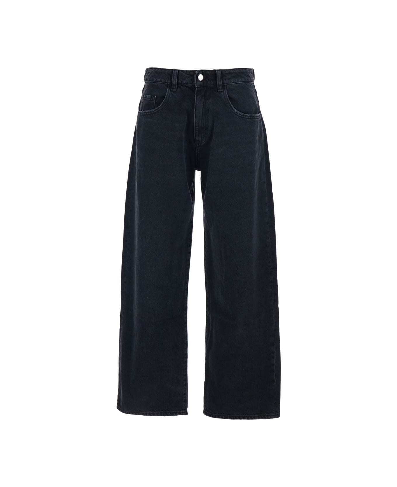 Icon Denim 
bea
 Black Jeans With Wide Leg And Logo Patch On The Rear In Denim Woman - Black