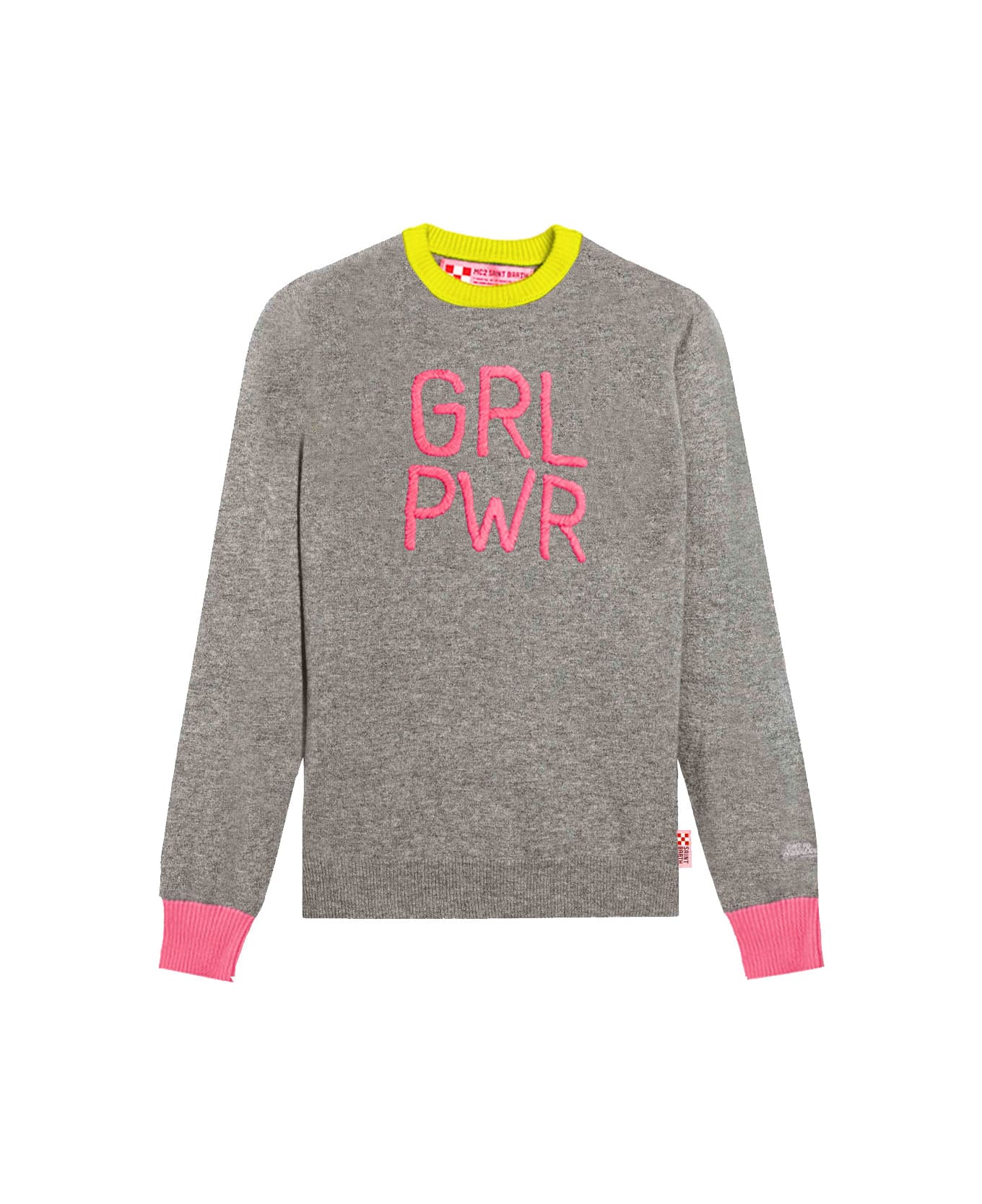 MC2 Saint Barth Woman Grey Sweater Girl Pwr Fluo Embroidery And Fluo Details - GREY