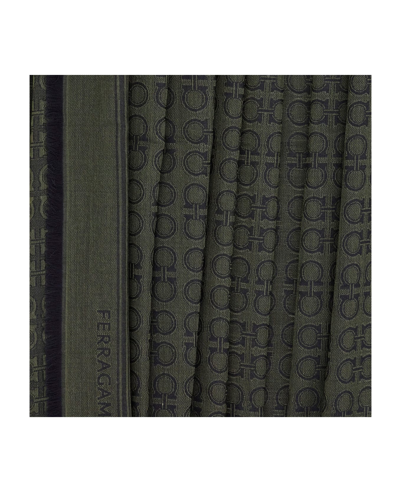 Ferragamo Wool And Silk Scarf - Green