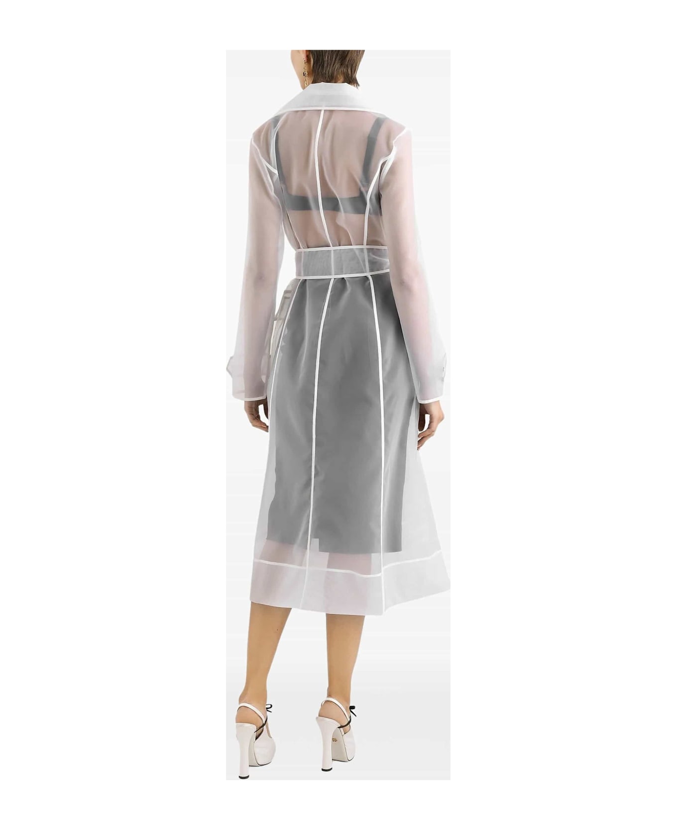 Dolce 
Gabbana White Organza Trench Coat - White