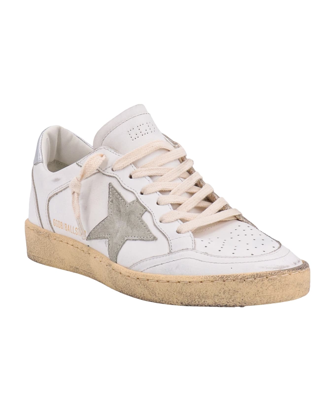 Golden Goose Ball Star Double Quarter Leather Sneakers - White/Ice/Silver