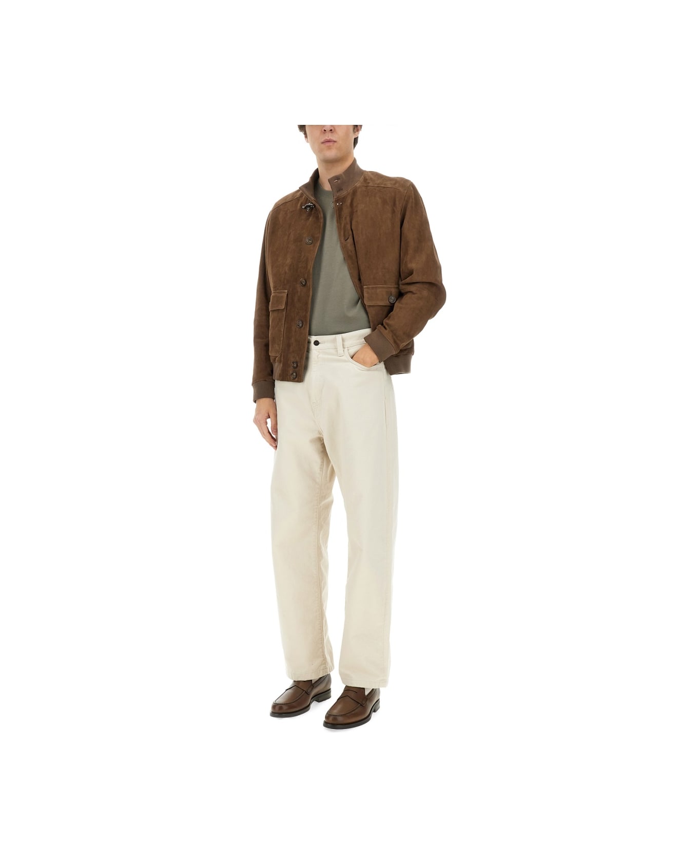Fay Leather Jacket - BROWN