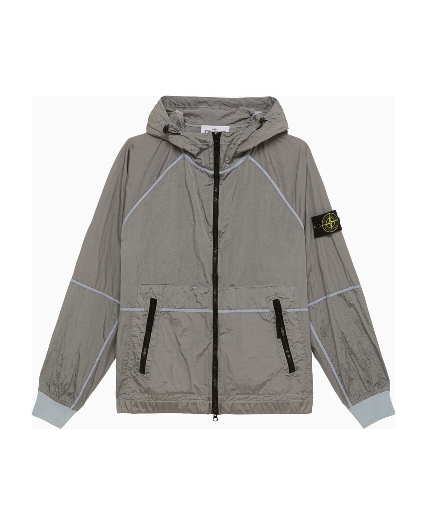 Stone Island Packable Light Blue Jacket With Logo - Grey ブレザー
