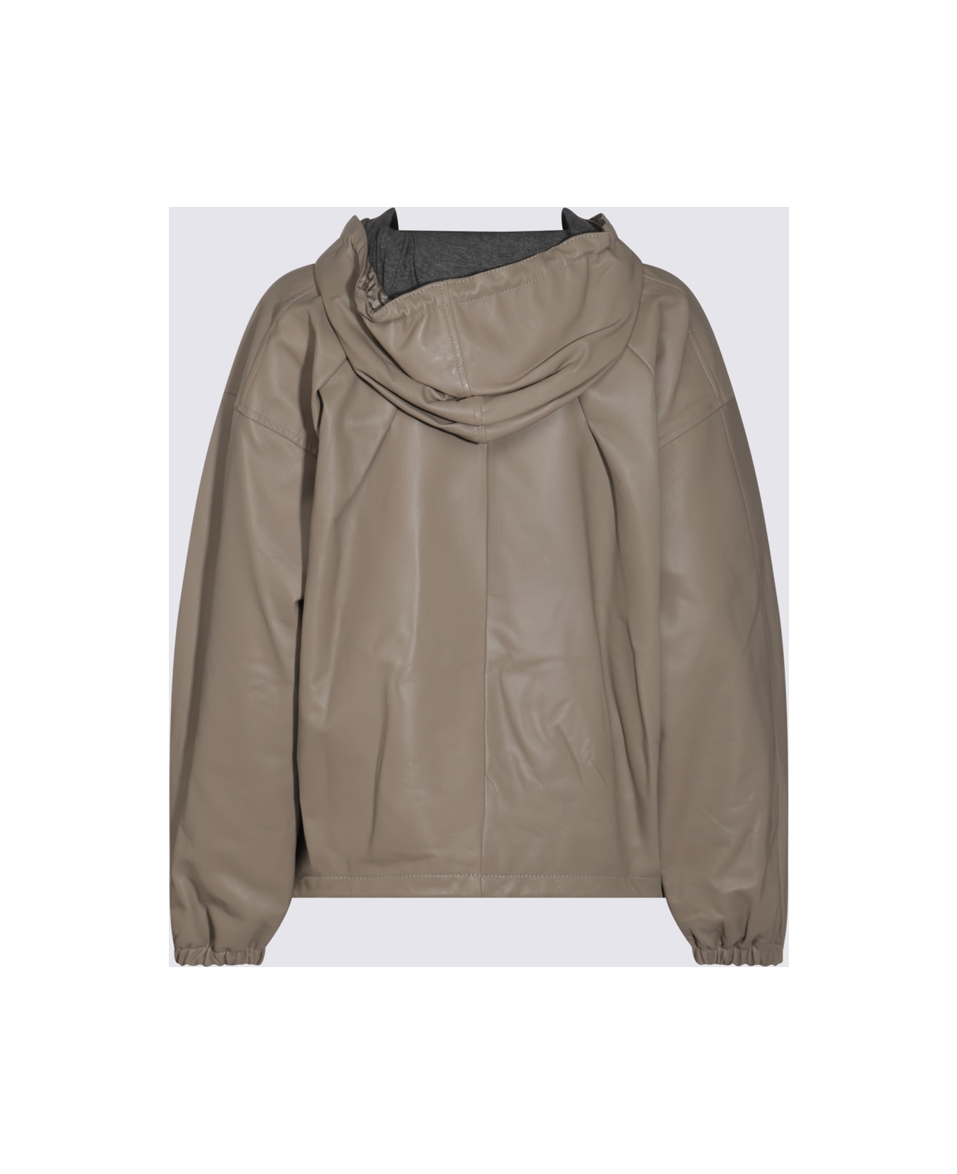 Add Beige Leather Jacket - Stone