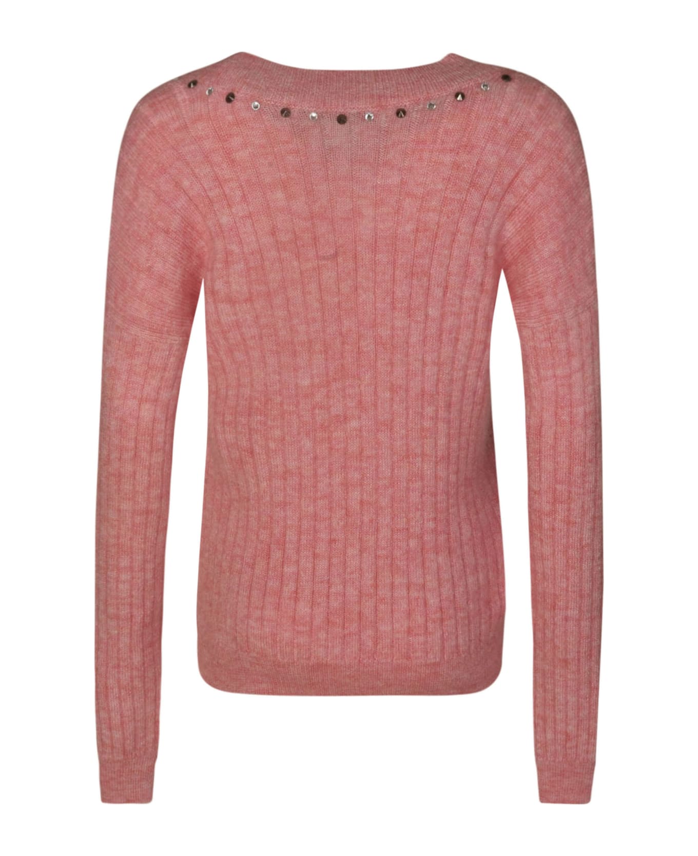 Alessandra Rich Mohair Knit V-neck Jumper - Pink Mélange