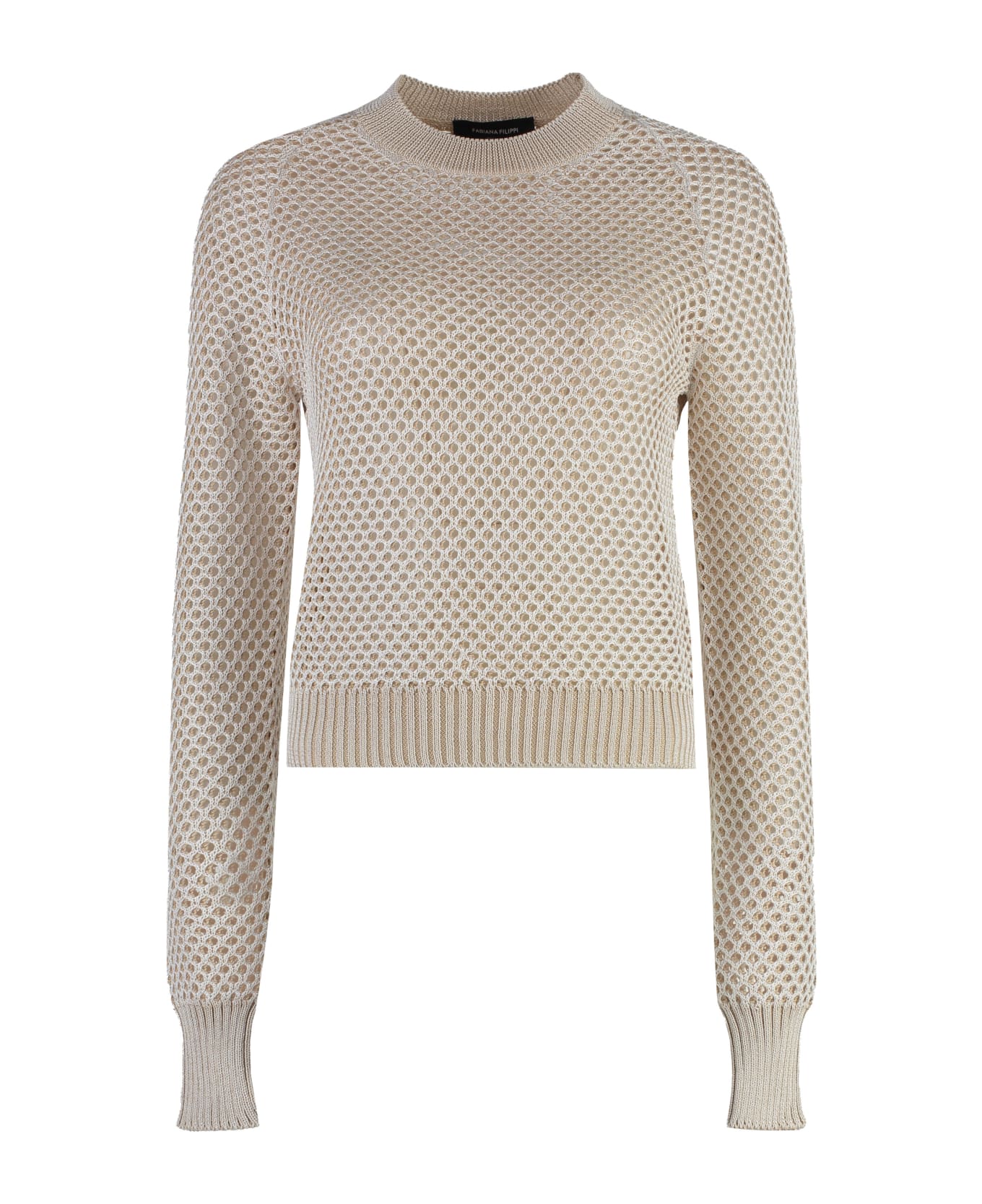 Fabiana Filippi Long Sleeve Crew-neck Sweater - Sand ニットウェア
