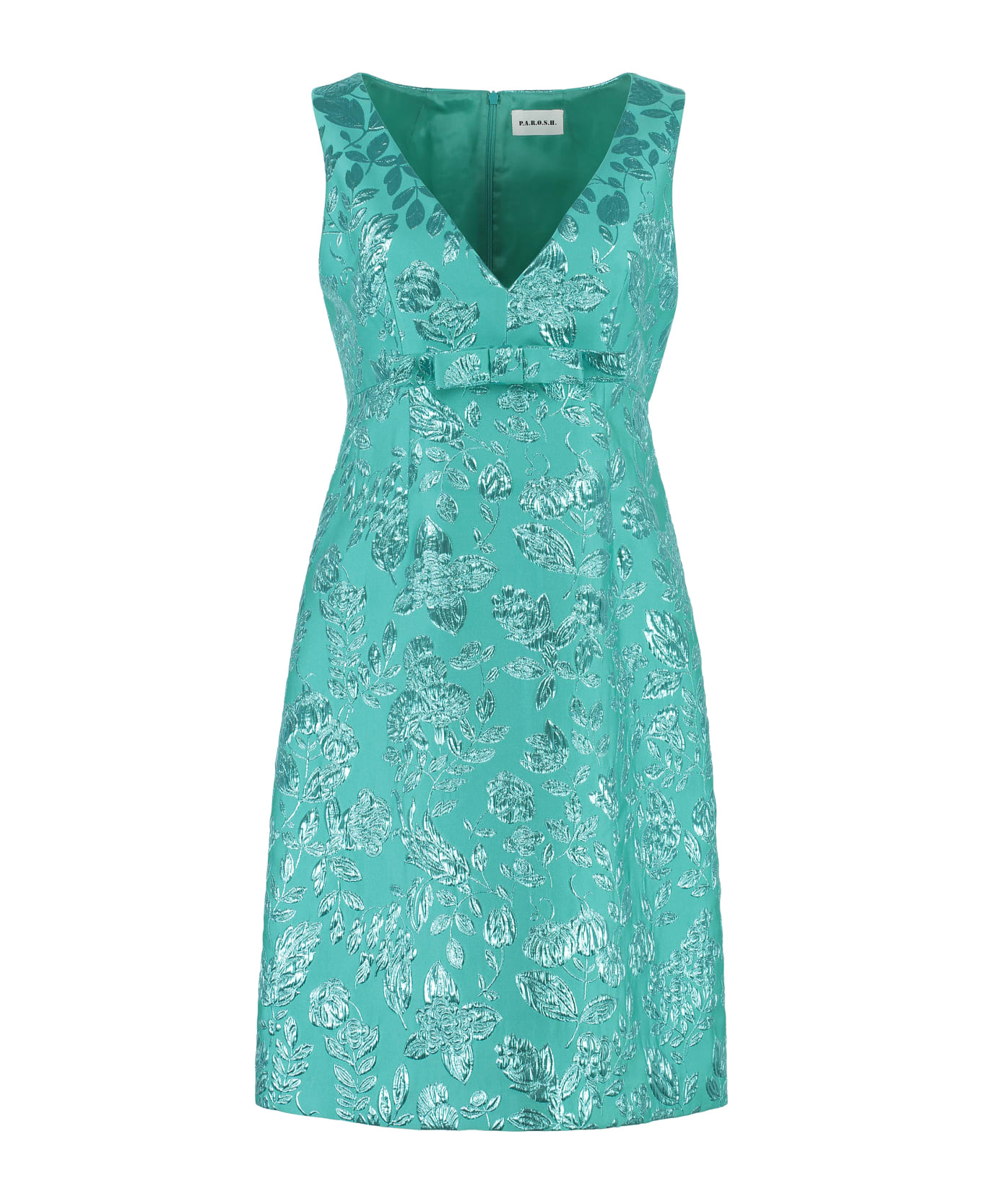 Parosh Lamé Jacquard Mini Dress - green