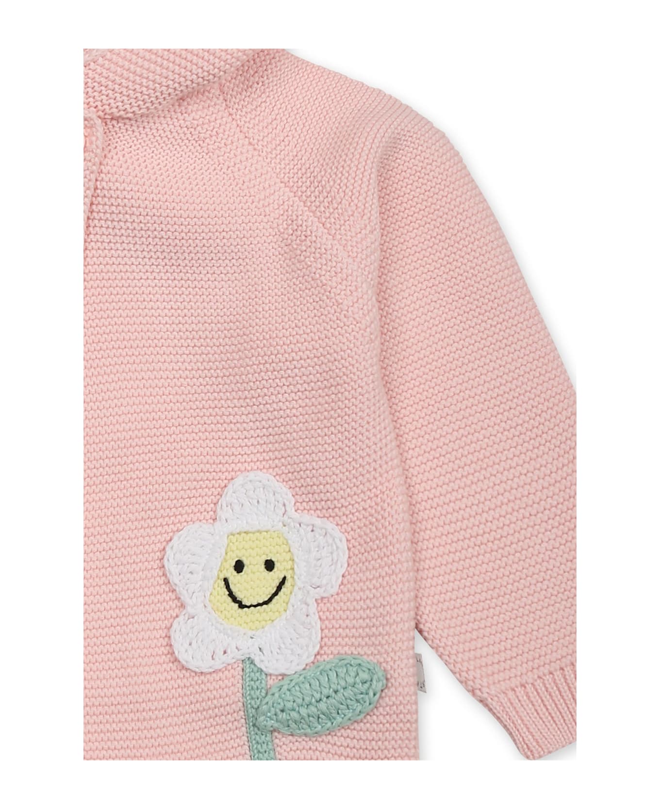 Stella McCartney Kids Pink Cardigan For Baby Girl With Flowers - Pink