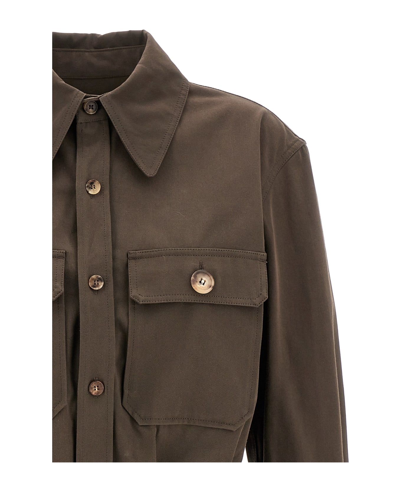 Saint Laurent Leather Belt Overshirt - Brown コート