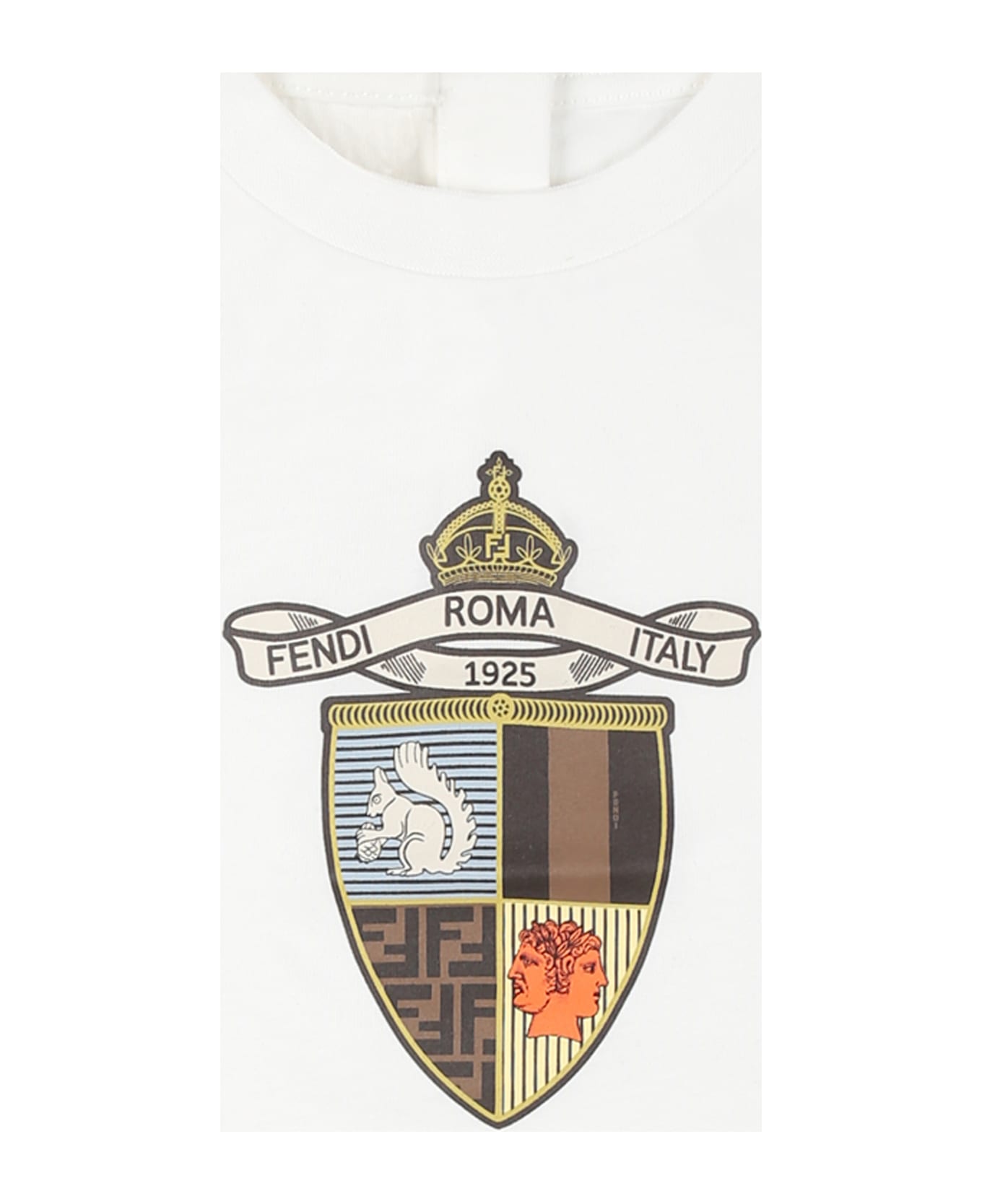 Fendi White T-shirt For Baby Boy With Crest - White