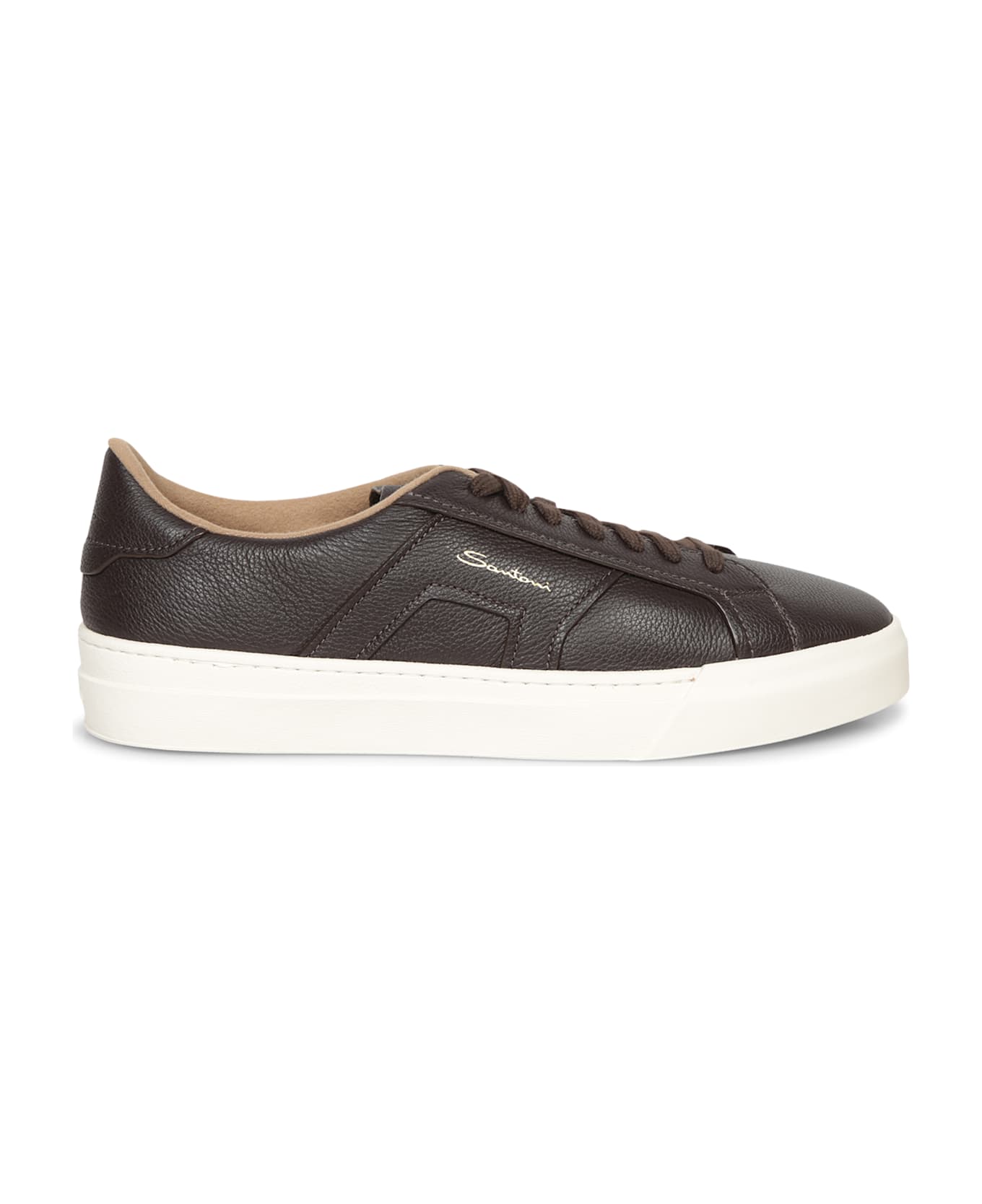 Santoni Brown Leather Sneakers - Brown