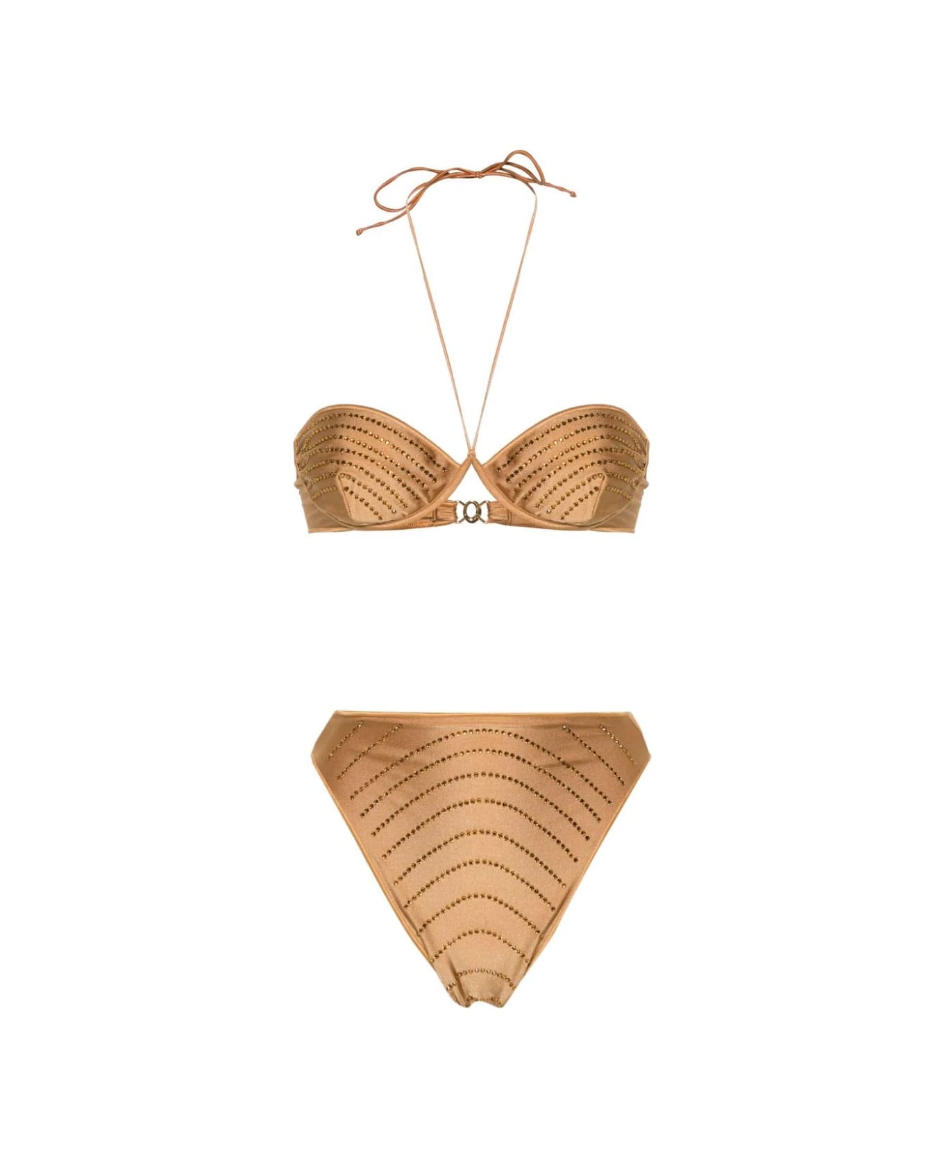 Oseree Sand Stone Gem Balconette Bikini - Brown