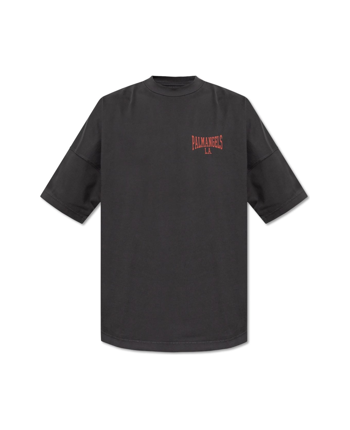 Palm Angels Logo Printed Drop Shoulder T-shirt - Black