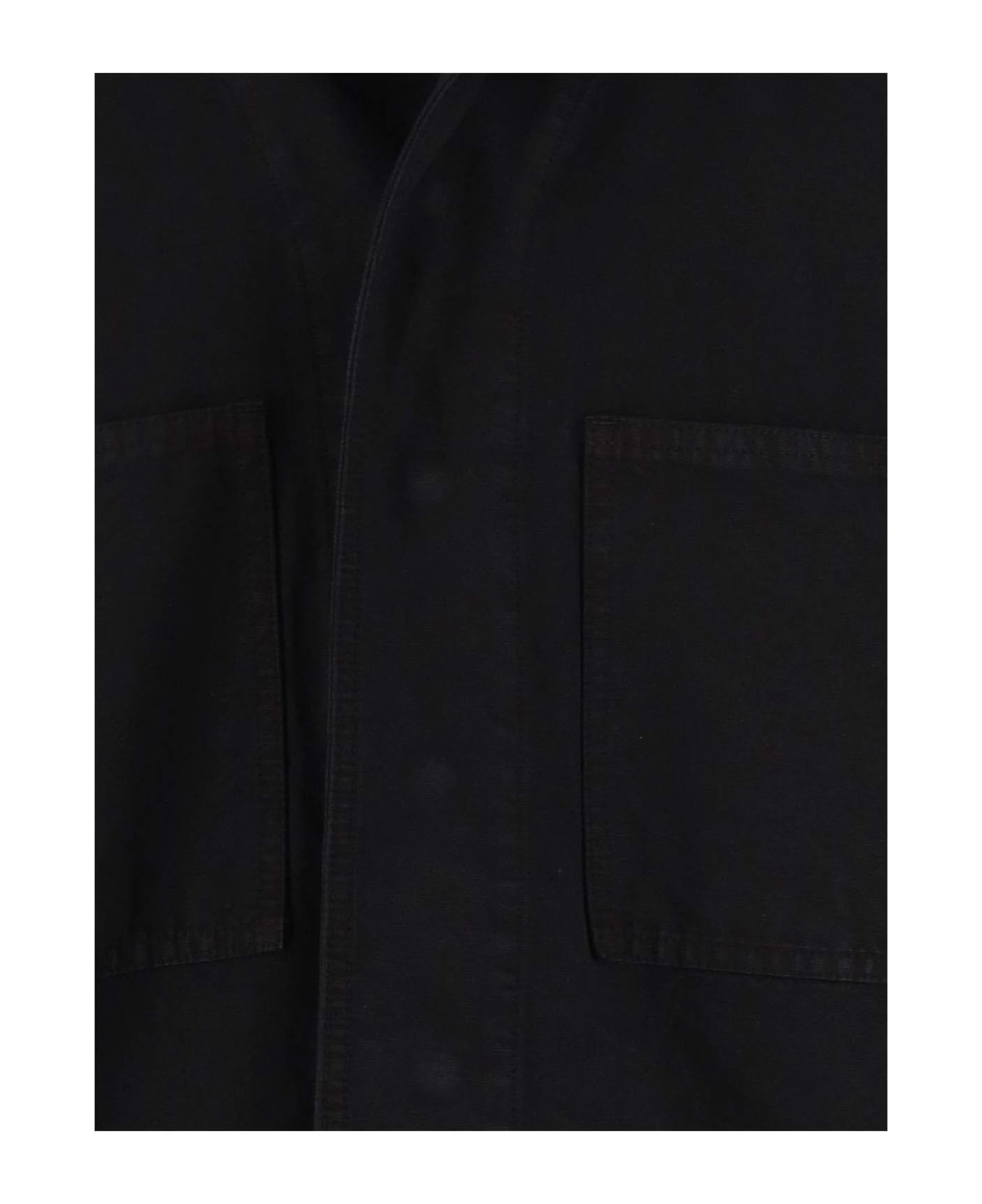 44 Label Group Cotton Denim Short Sleeve Shirt - Black