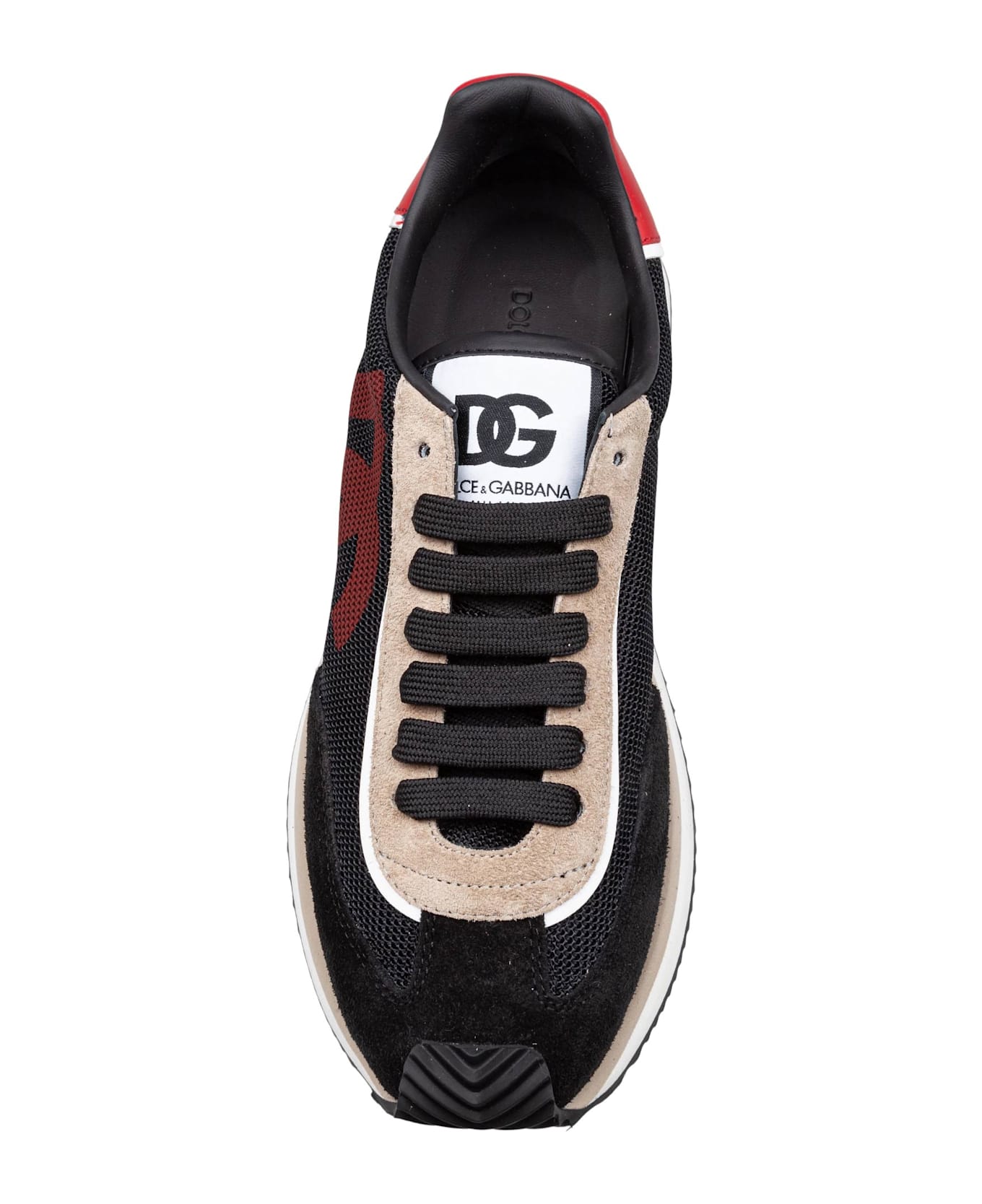 Dolce & Gabbana Cushion Sneakers In Mixed Materials Color Black/beige - Black/Beige