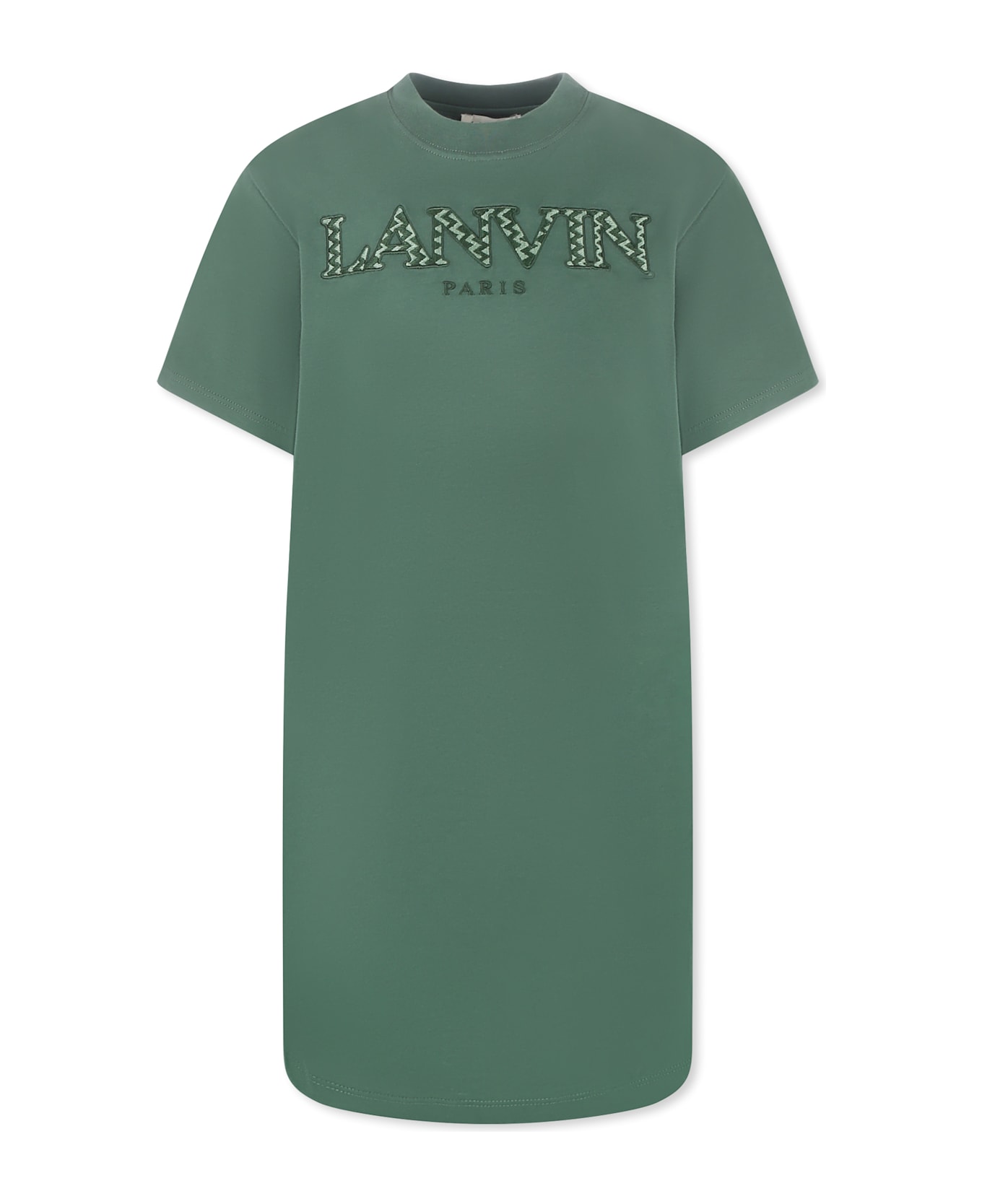 Lanvin Green Dress For Girl With Logo - Green