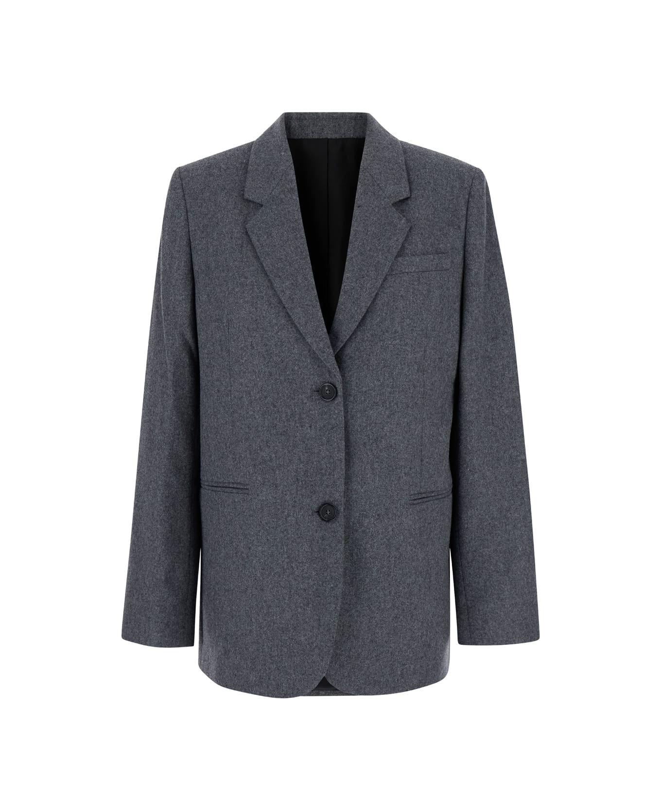 Totême Grey Single-breasted Jacket With Notched Revers In Wool Blend Woman - Grey