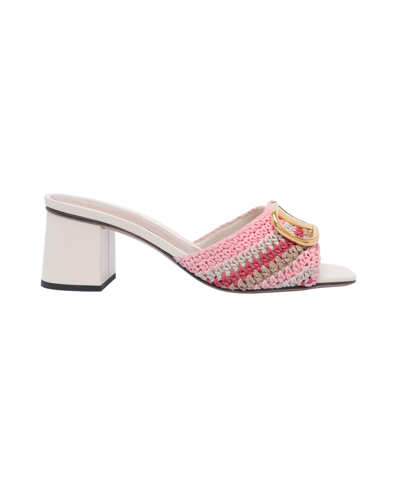 Valentino Garavani Crochet Vlogo Signature Slide Sandals - White