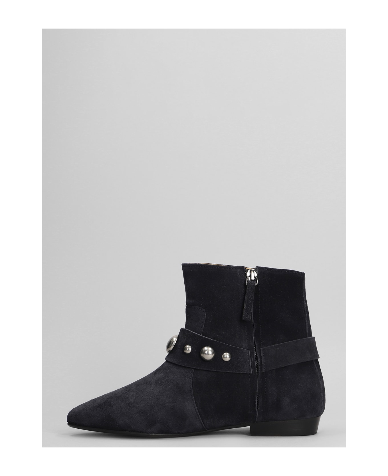 Isabel Marant Siago Low Heels Ankle Boots In Black Suede - black