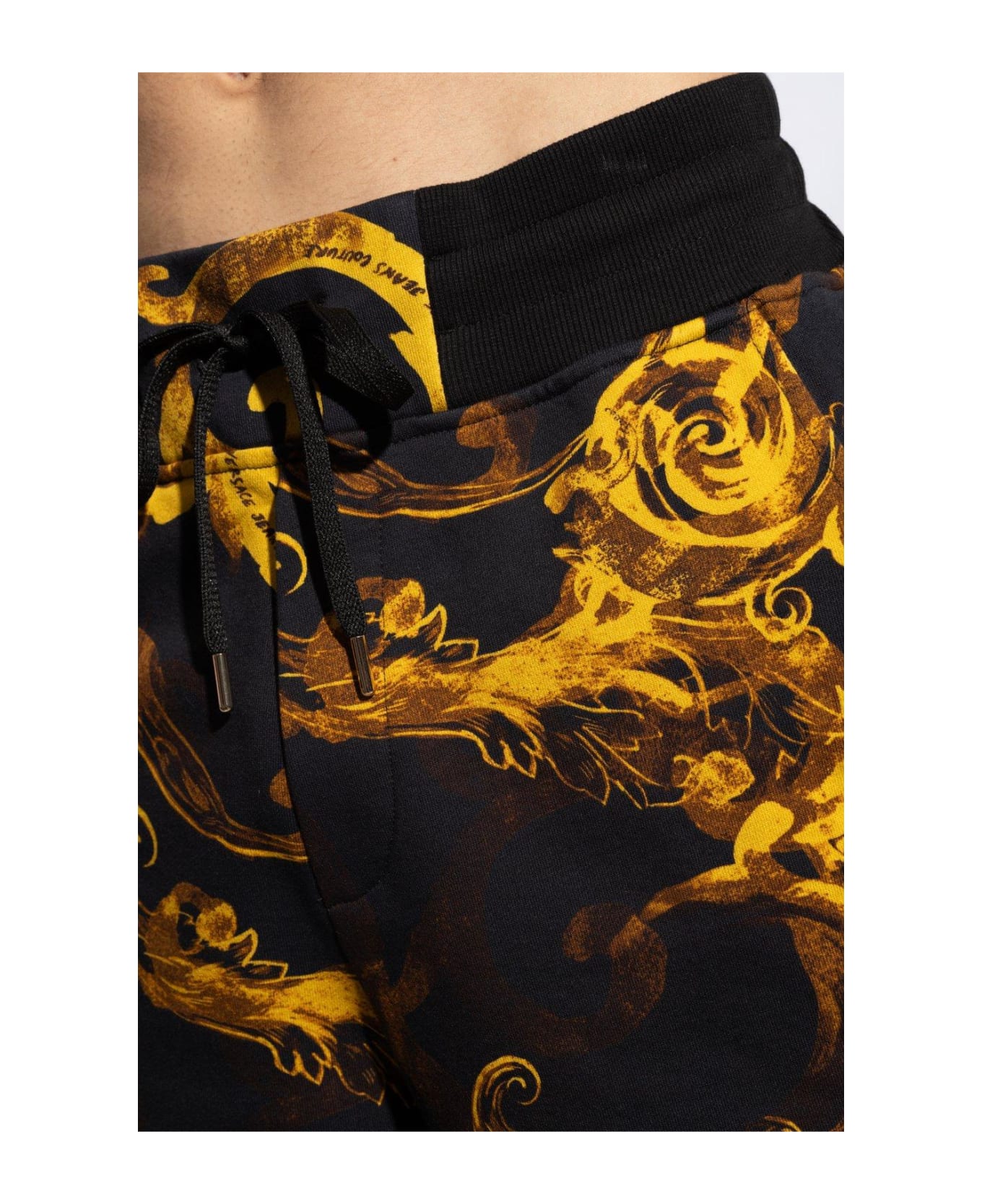 Versace Jeans Couture Barocco-printed Drawstring Track Shorts - Black ショートパンツ