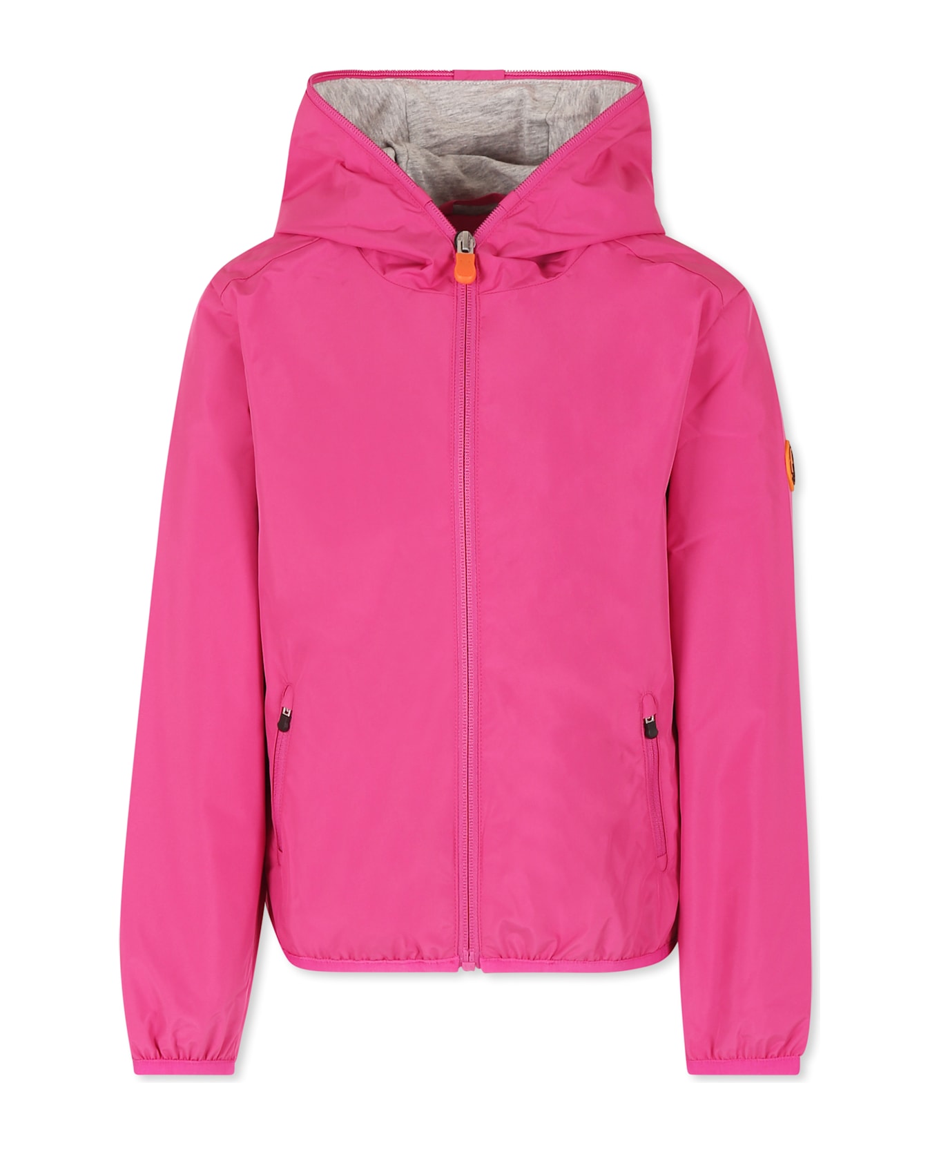 Save the Duck Fuchsia Windbreaker Jacket For Girl With Logo - Fuchsia