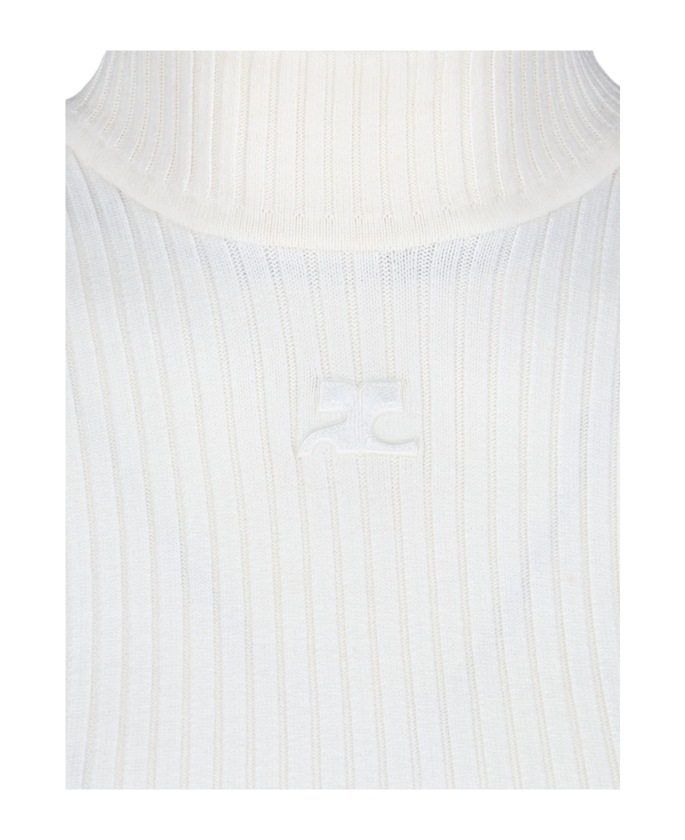 Courrèges Logo Ribbed Top - White トップス
