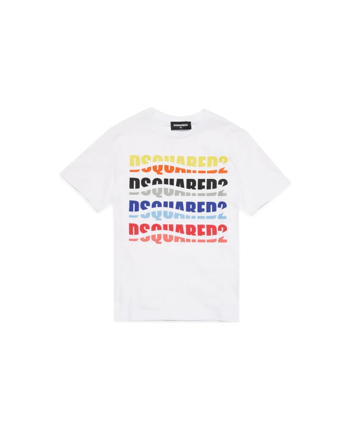 Dsquared2 White T-shirt With Wave Effect Logo Print - White Tシャツ＆ポロシャツ