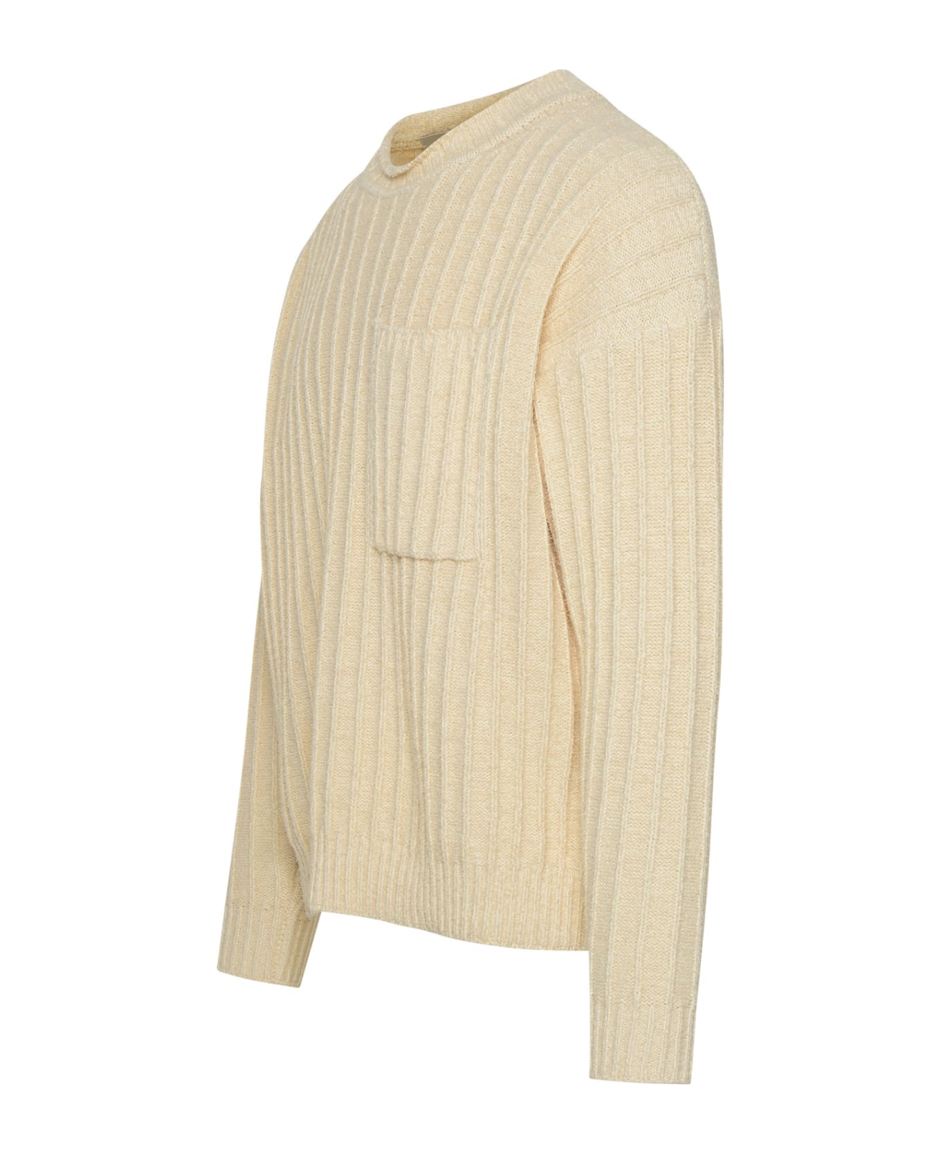 Golden Goose Ivory Cotton Ribbed Sweater - Beige