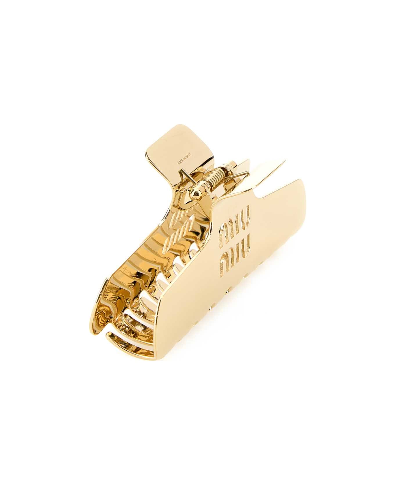 Miu Miu Gold Metal Hair Clip - ORO