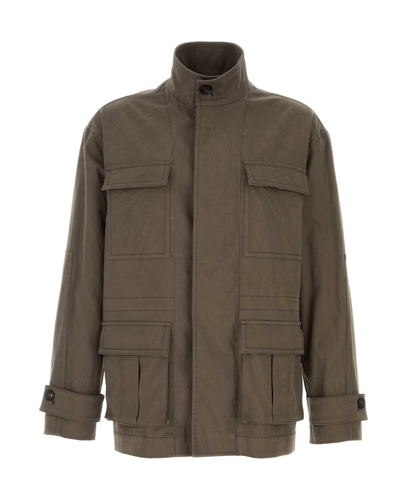 Ferragamo Mud Stretch Cotton Jacket - CONCRETE