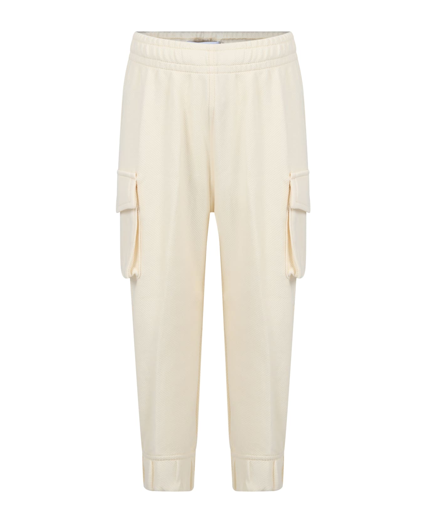 Calvin Klein Ivory Trousers For Boy With Logo - Ivory ボトムス