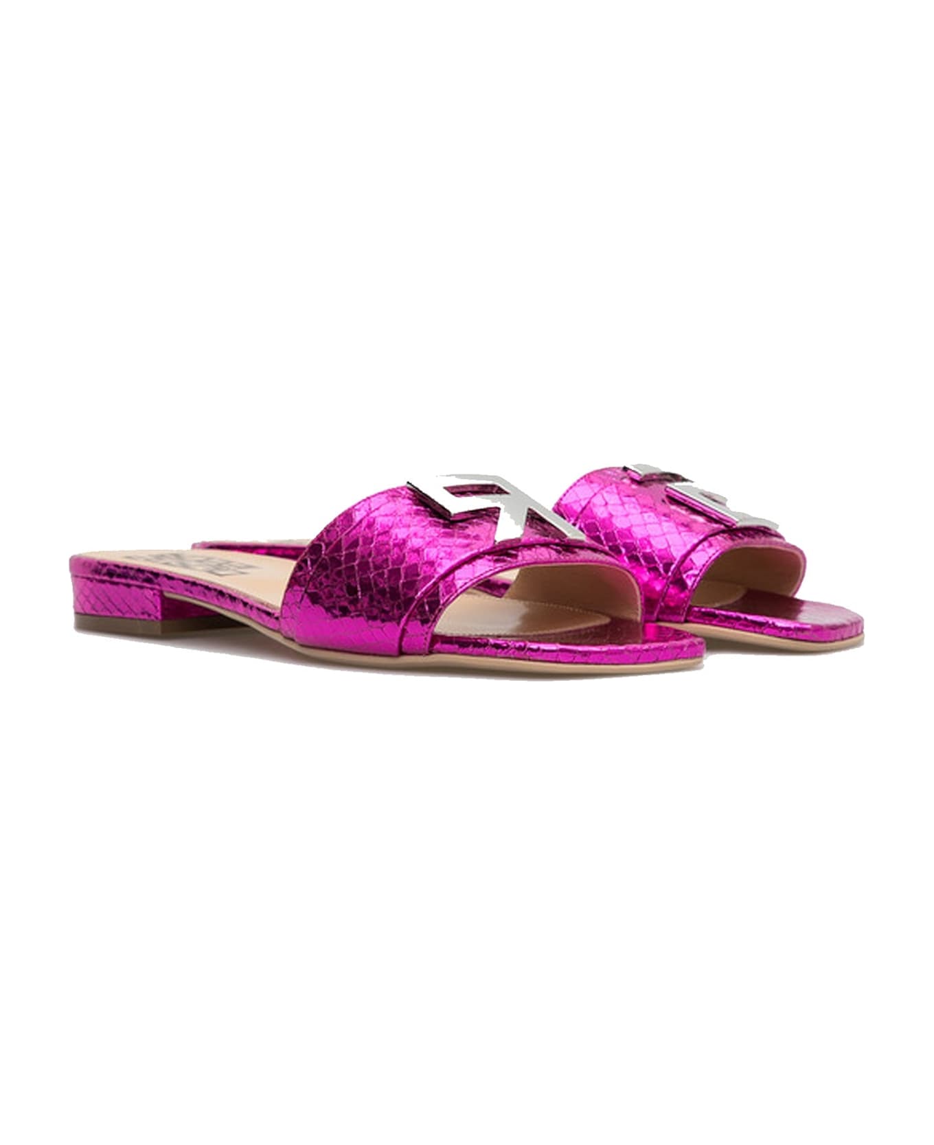 Sergio Rossi Leather Flat Sandals - Pink