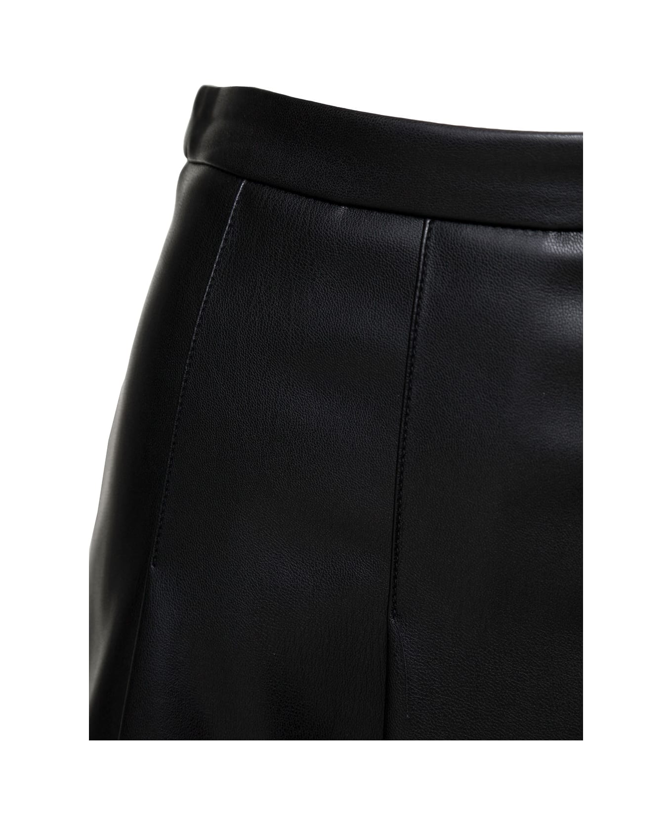 SEMICOUTURE Black Pleated Mini-skirt In Eco Leather Woman - Black