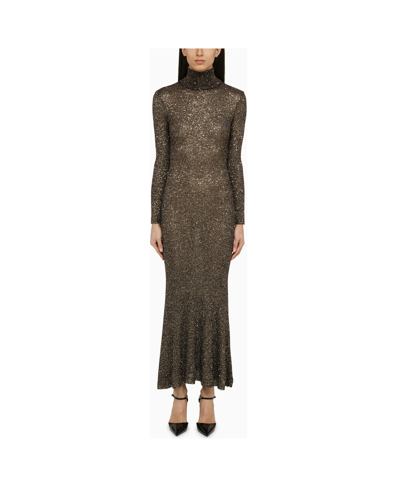Balenciaga Brown And Gold Dress With Sequins - Brown/gold