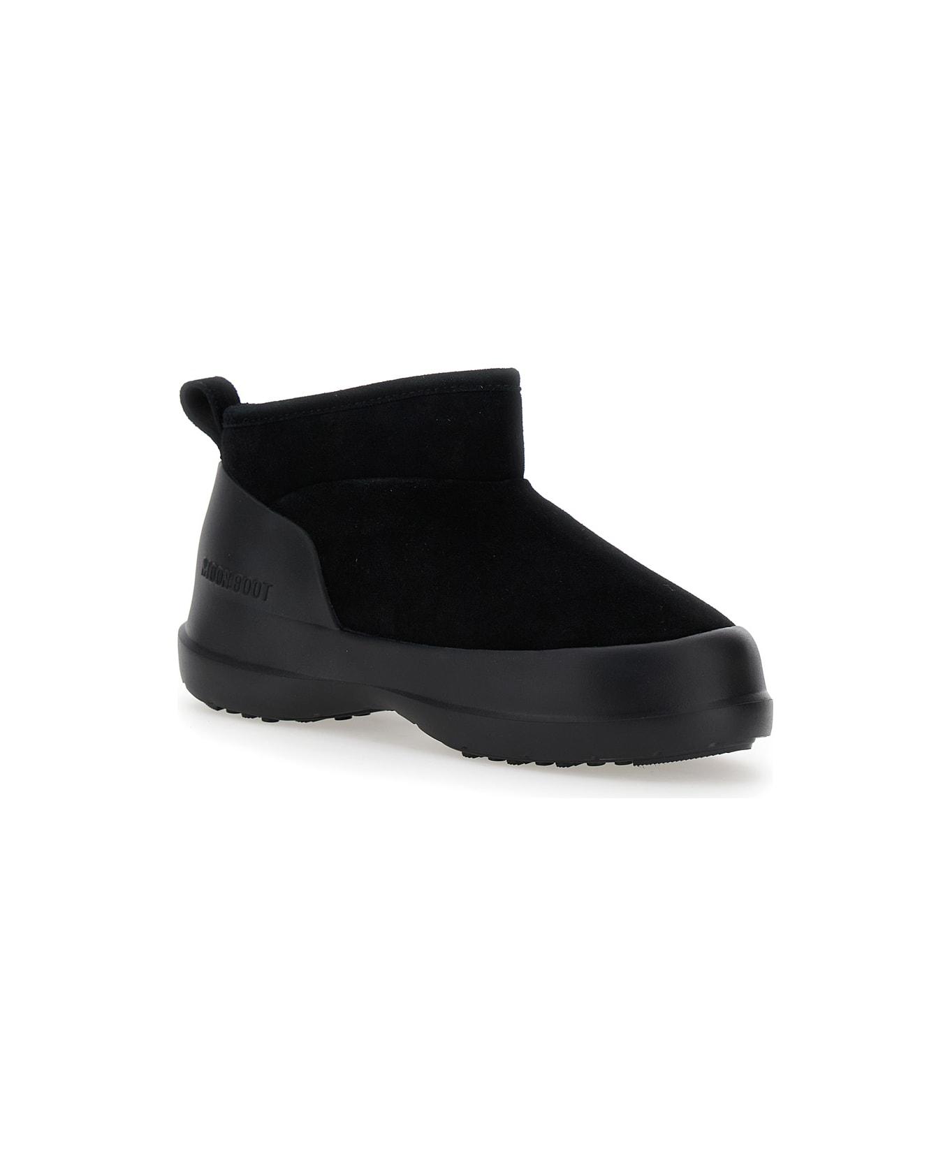 Moon Boot 'luna' Black Ankle Boots In Suede And Tech Fabric Woman - Black