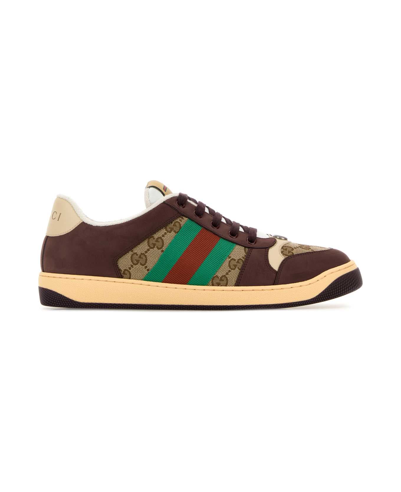 Gucci Multicolor Gg And Leather Sneakers - MULTI