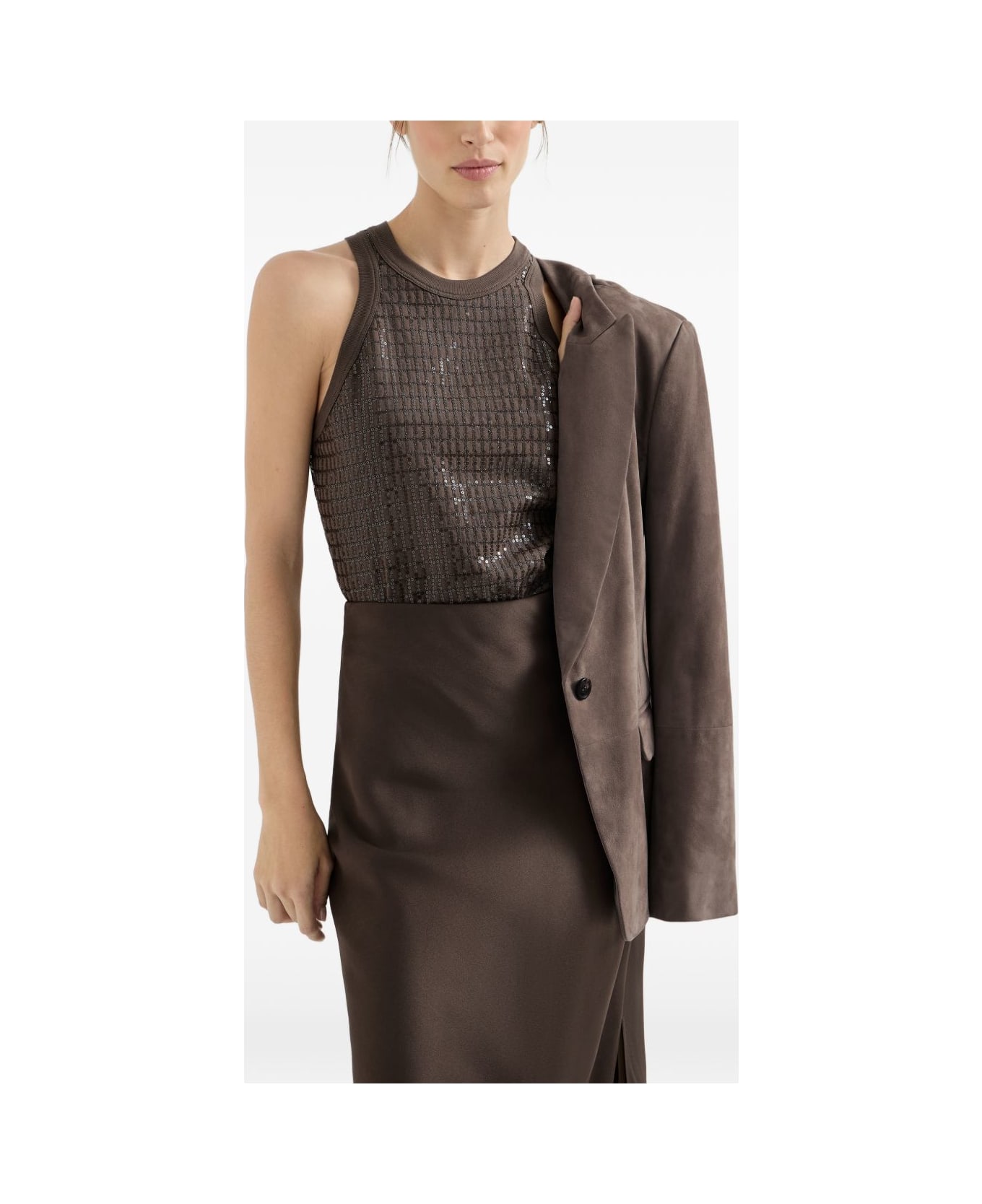 Brunello Cucinelli Cotton Tank Top - Brown