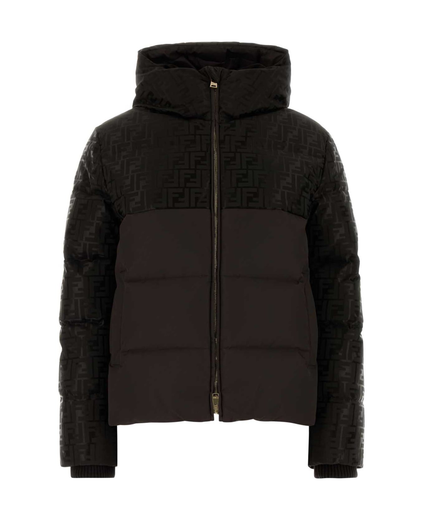Fendi Dark Brown Cotton Blend Down Jacket - DARK BROWN-25