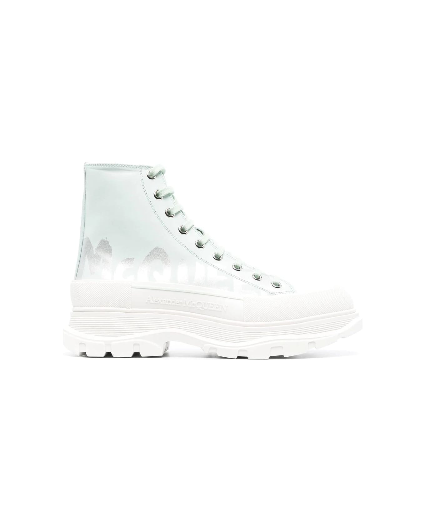 Alexander McQueen White Tread Slick Boots With Mint Green Shade - Bianco スニーカー
