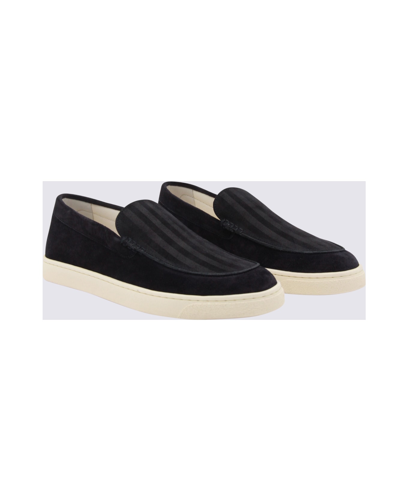 Brunello Cucinelli Navy Leather Sneakers - Blue ローファー＆デッキシューズ