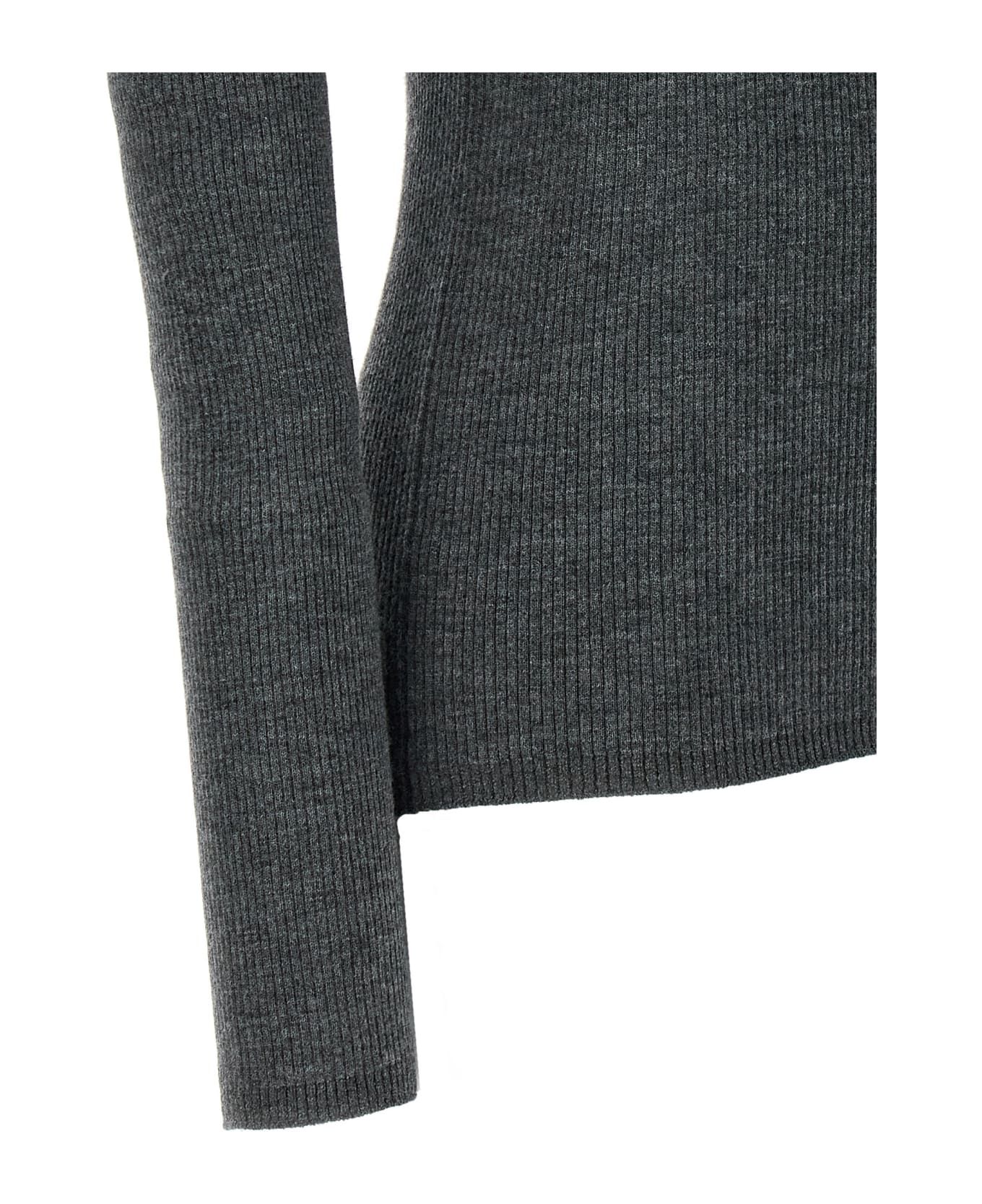 Brunello Cucinelli Half Zip Ribbed Sweater - Gray