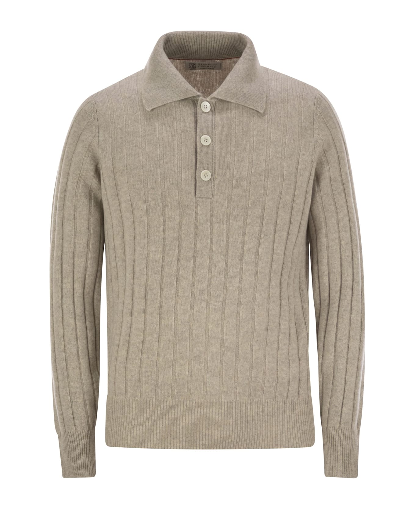 Brunello Cucinelli Cashmere Knit Polo Shirt - Stone